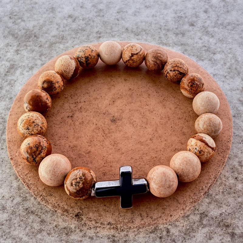 014 - Natural JASPER PICASSO Stone Bracelet 10mm 1Pcs