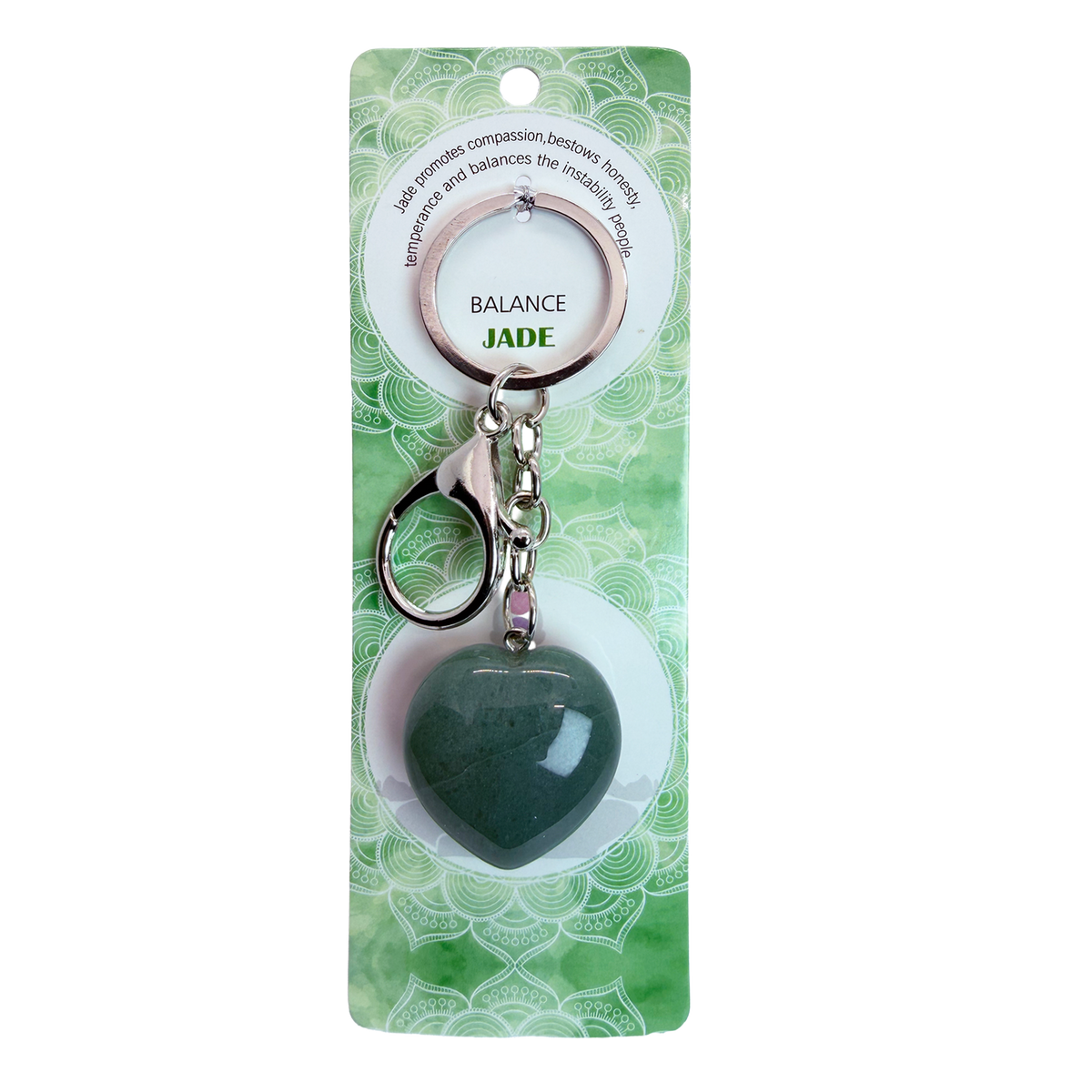 025 - Natural Heart Stone Keychain 1 Pcs