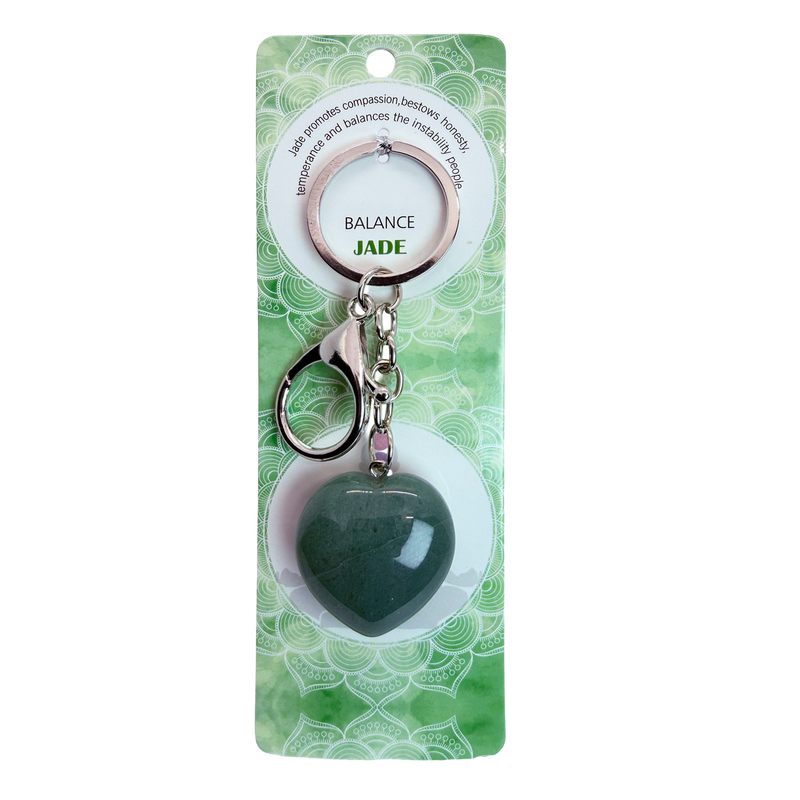 025 - Natural Heart Stone Keychain 1 Pcs