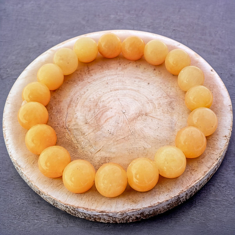 008 - Natural Yellow Jade Stone Bracelet 10mm 1Pcs