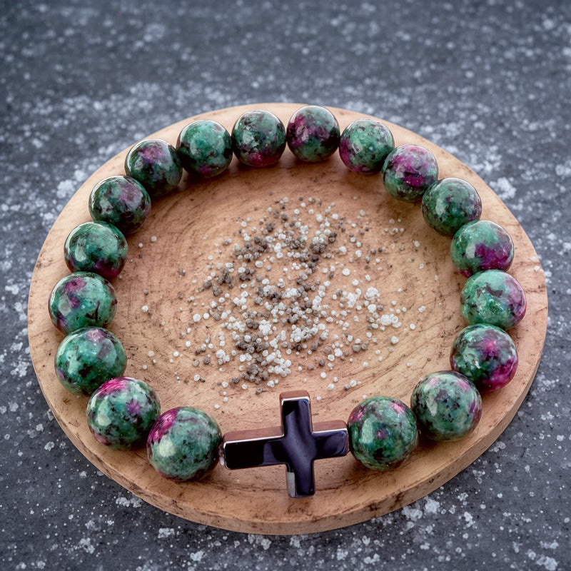 009 - Natural RUBY ZOISITE Stone Bracelet 10mm 1Pcs