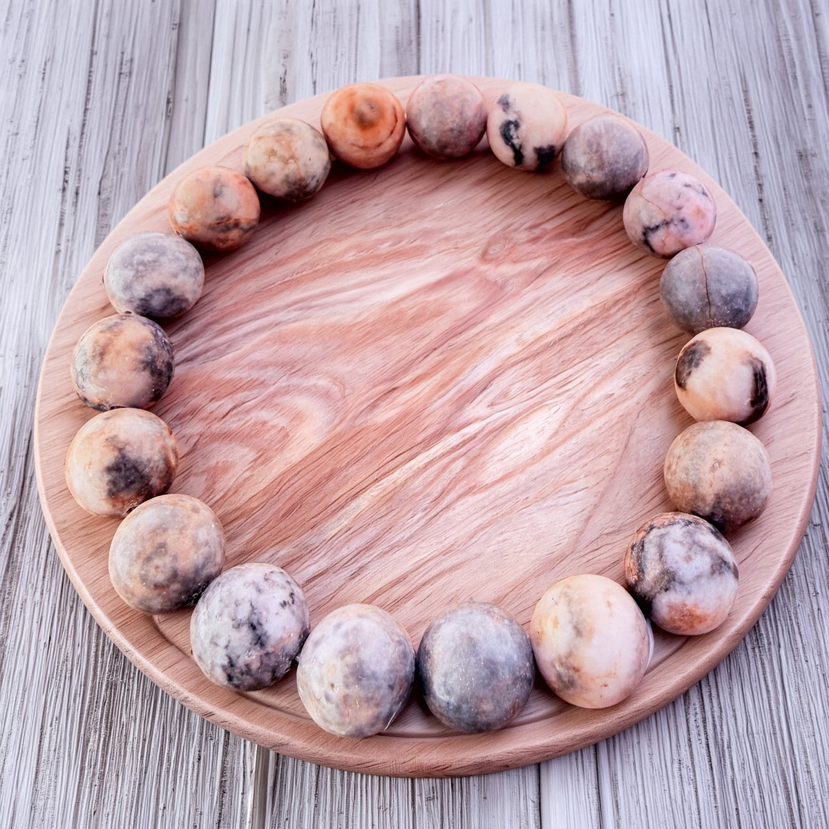016 - Natural PINK ZEBRA JASPER Stone Bracelet 10mm 1Pcs