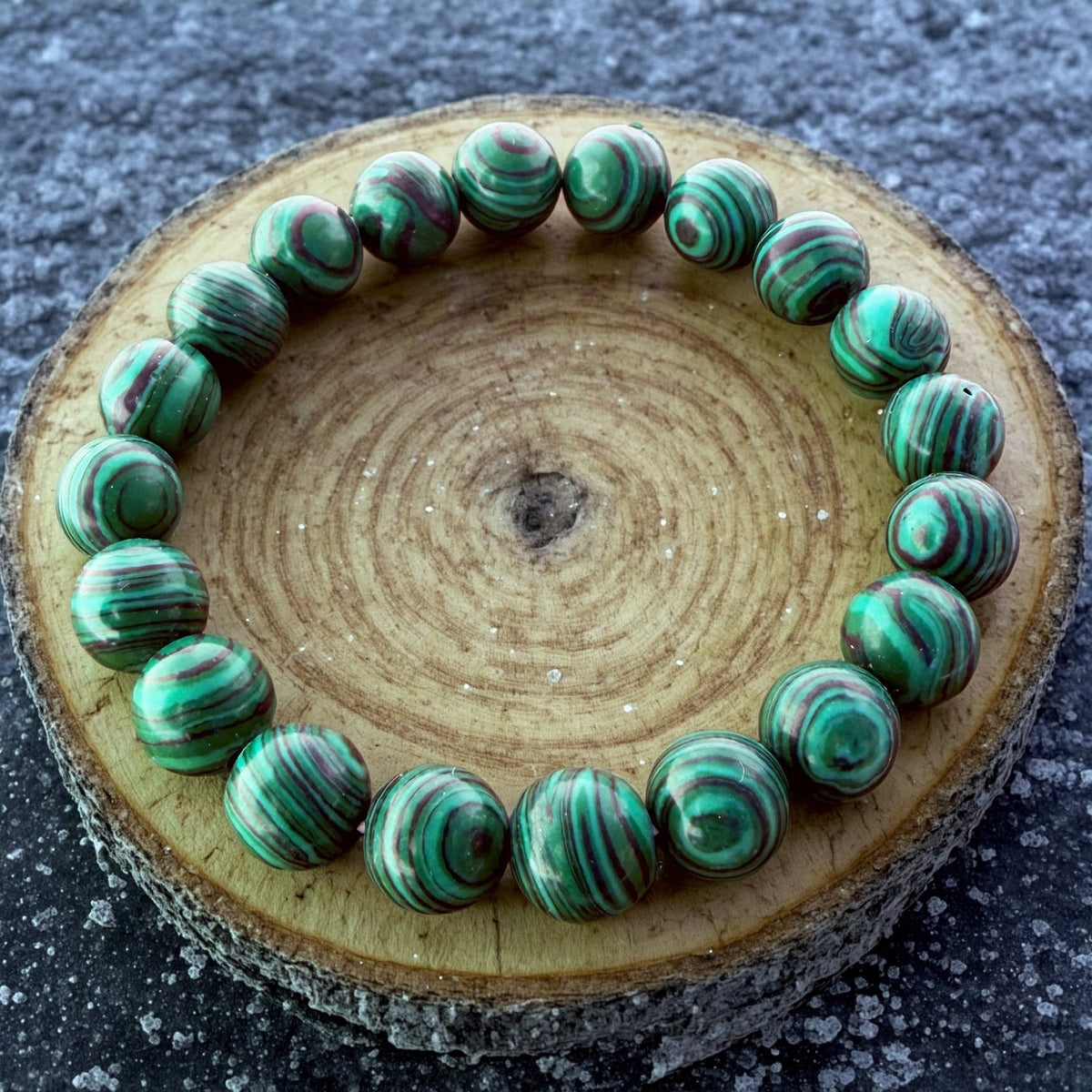 012 - Natural MALACHITE Stone Bracelet 10mm 1Pcs