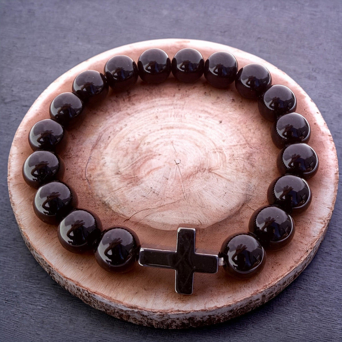 005 - Natural OBSIDIAN Stone Bracelet 10mm 1Pcs