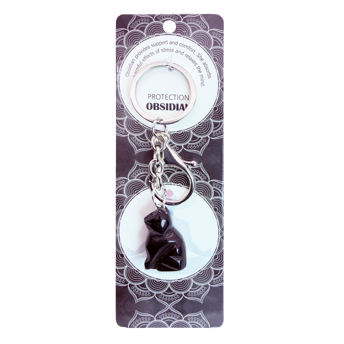 027 - Natural Cat Stone Keychain 1 Pcs