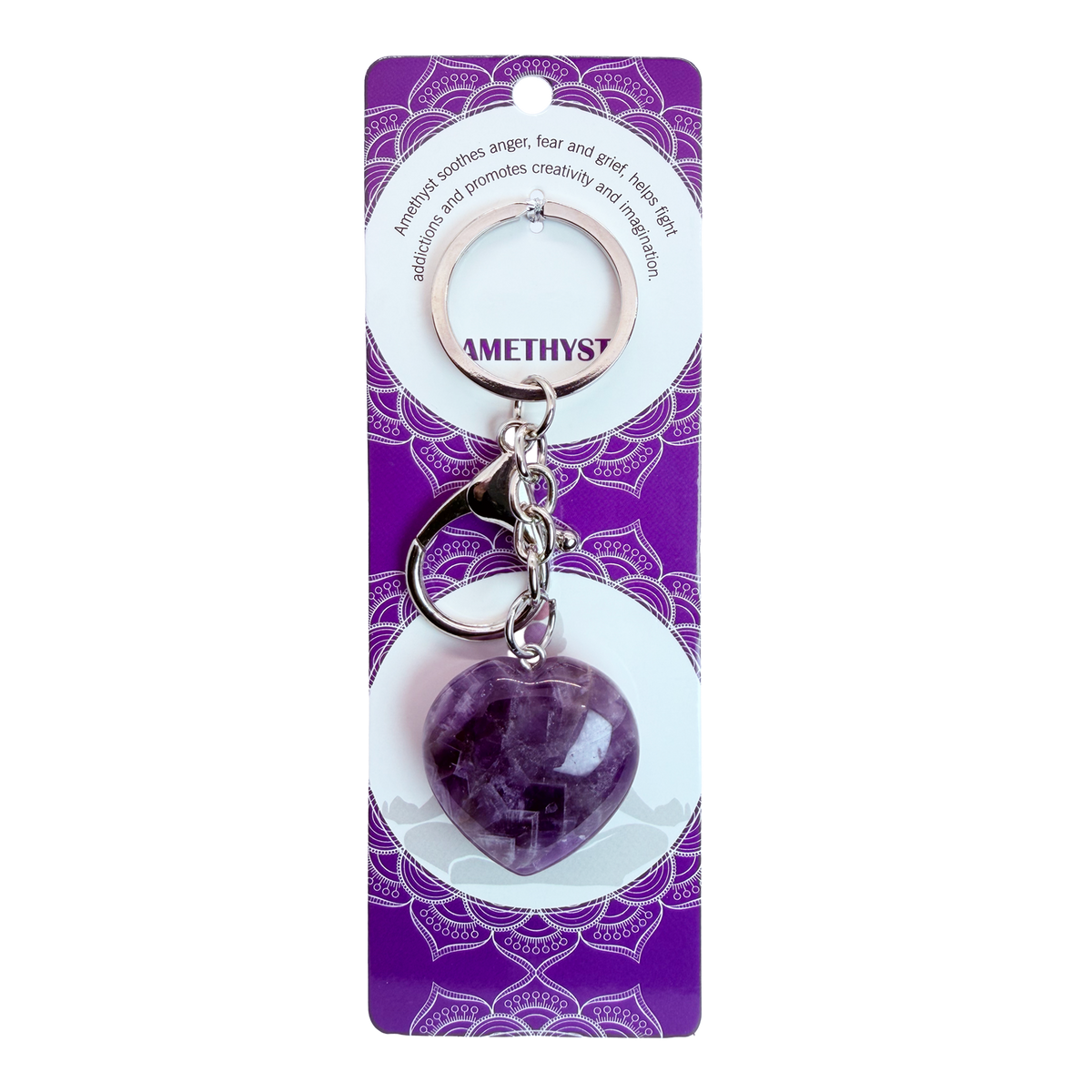 025 - Natural Heart Stone Keychain 1 Pcs