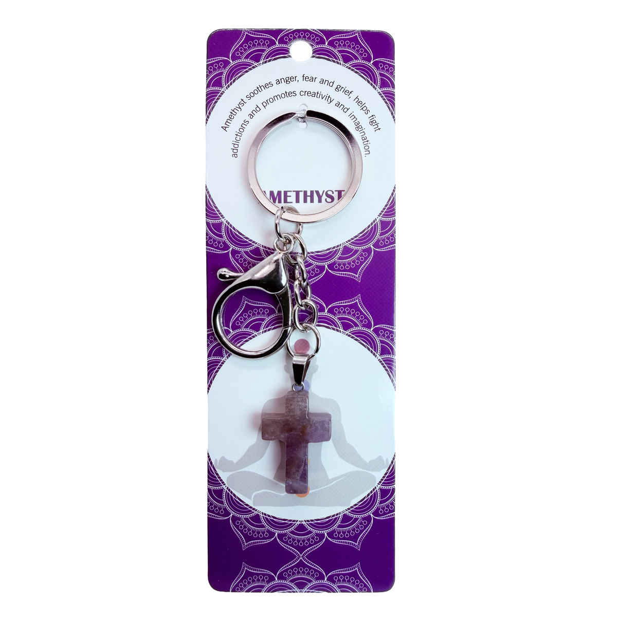 029 - Natural Cross Stone Keychain 1 Pcs