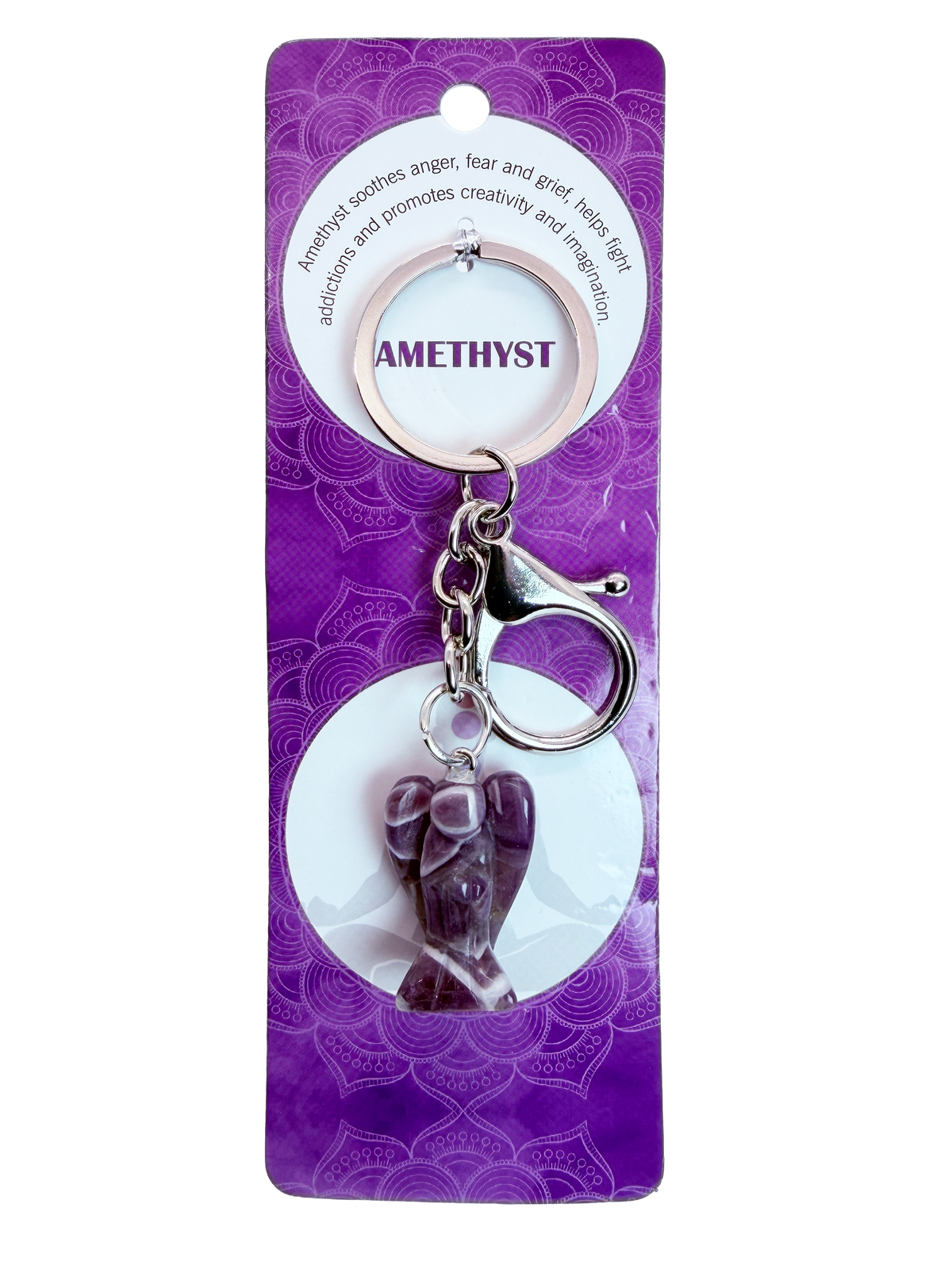 022 - Natural Angel Stone Keychain 1 Pcs