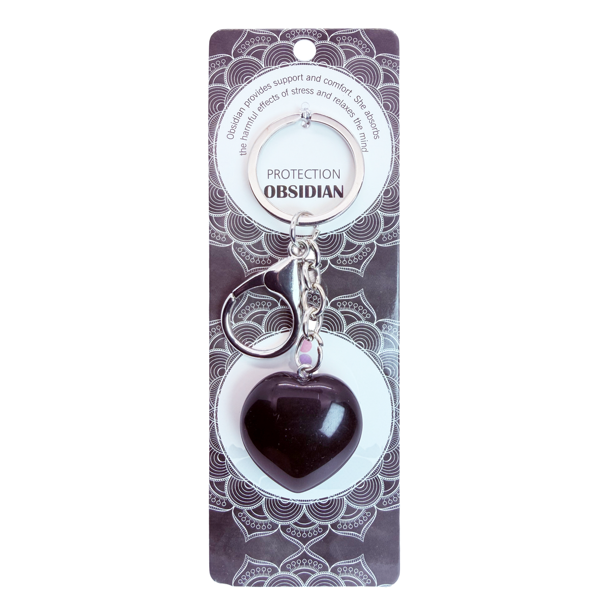 025 - Natural Heart Stone Keychain 1 Pcs