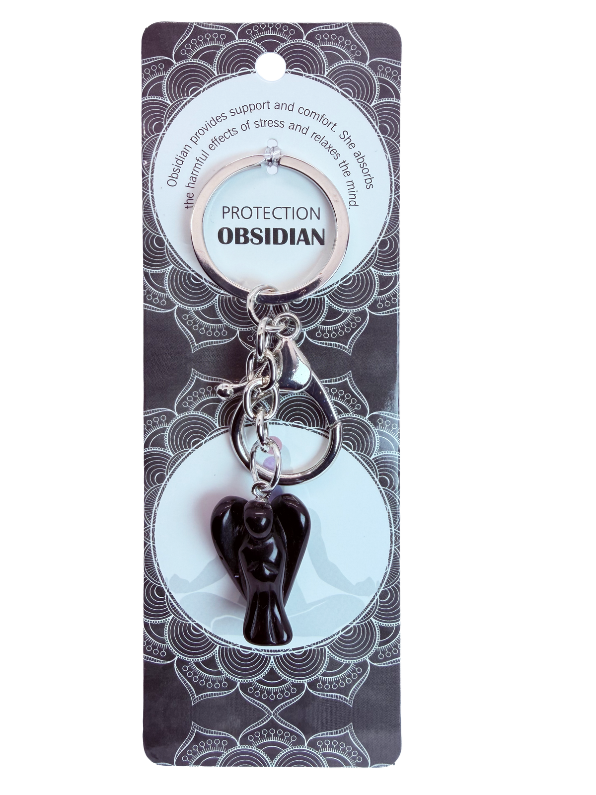 022 - Natural Angel Stone Keychain 1 Pcs