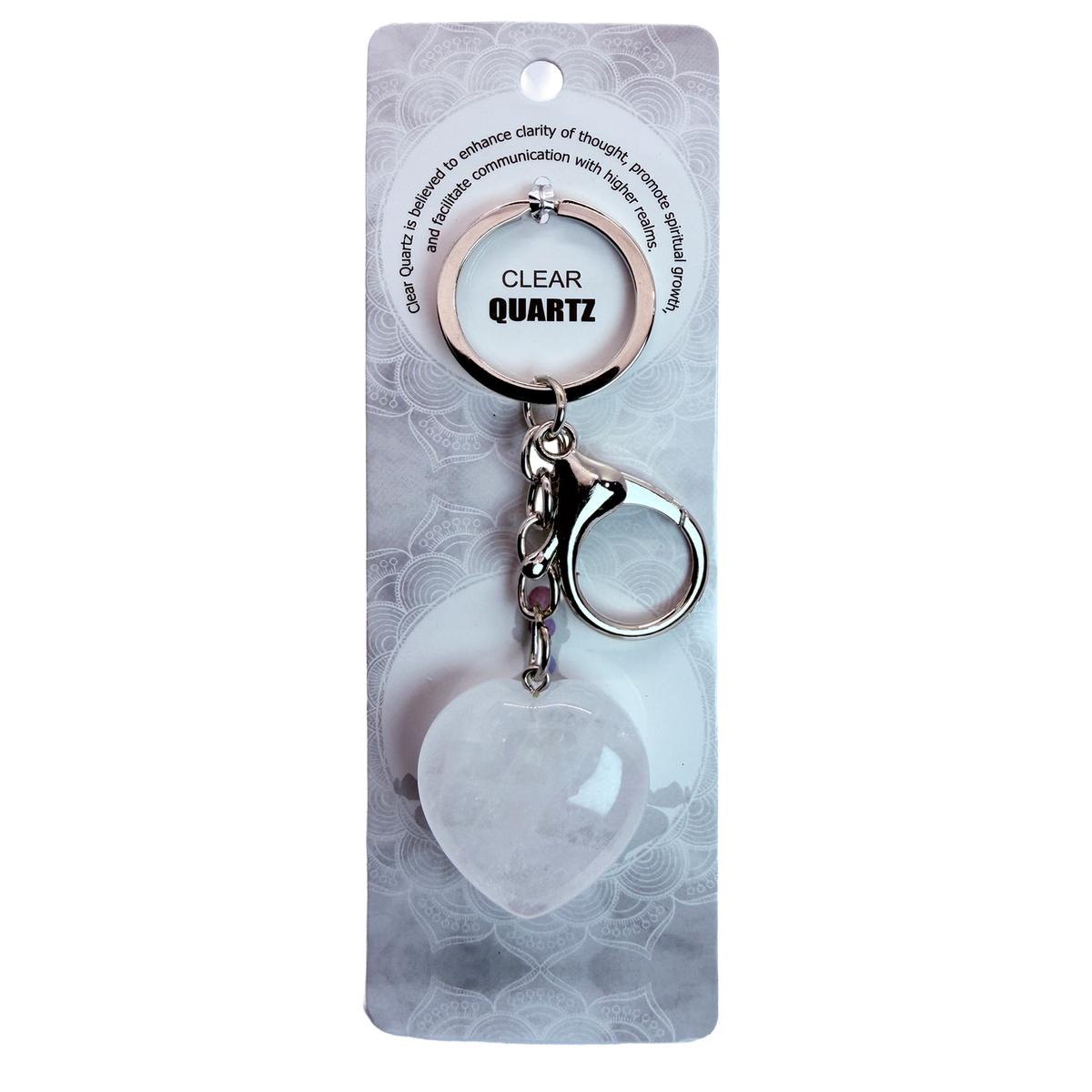 025 - Natural Heart Stone Keychain 1 Pcs