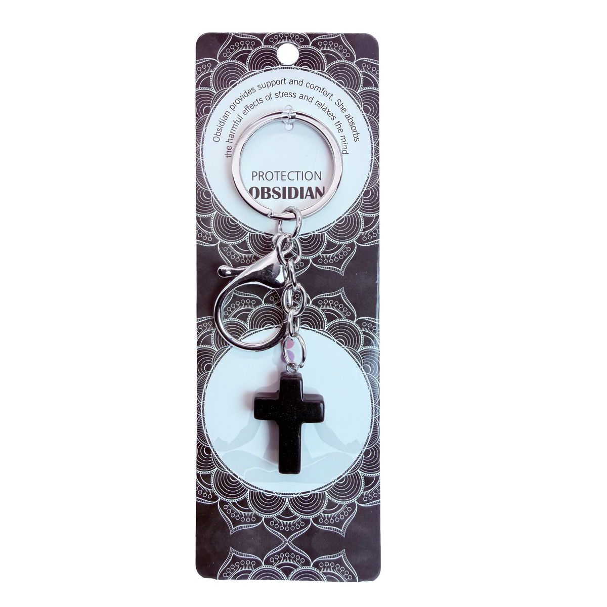 029 - Natural Cross Stone Keychain 1 Pcs