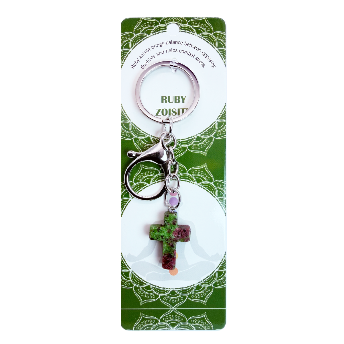029 - Natural Cross Stone Keychain 1 Pcs