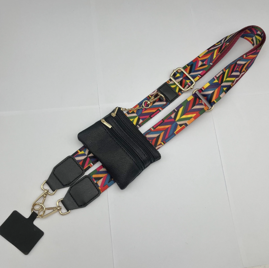 032 - Long Keeper Phone Strap Crossbody with Zipper Wallet Phone Chain