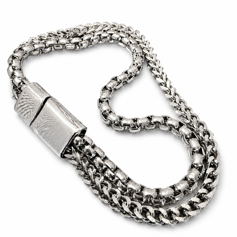 Silver Multi-Strand Box & Franco Chain Bracelet