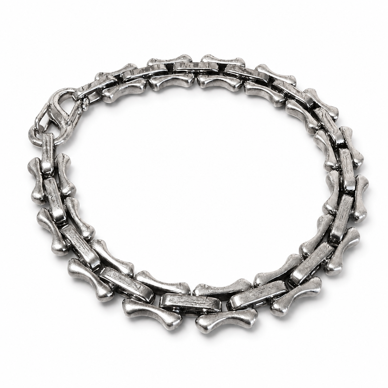 Silver Bone Link Chain Bracelet