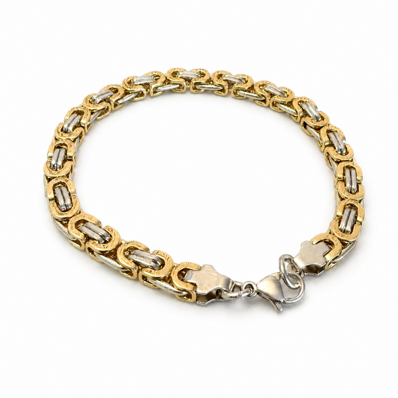 Gold & Silver Two-Tone Byzantine Chain Bracelet