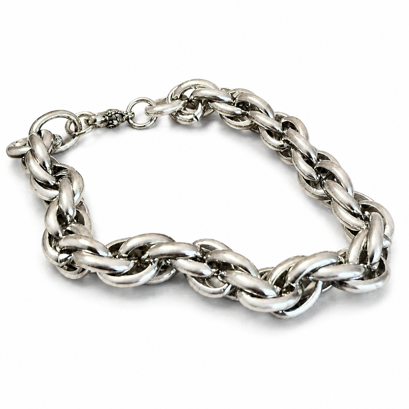 Silver Chunky Rope Chain Bracelet